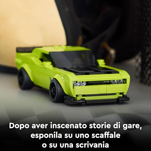 Speed Champions Sports Car Dodge Challenger SRT Hellcat - Modellino di Auto da Corsa - Macchina Giocattolo con Minifigure del Pilota - Regalo da Collezione per Bambini da 9 Anni - 77237 - Lego - Immagine 6