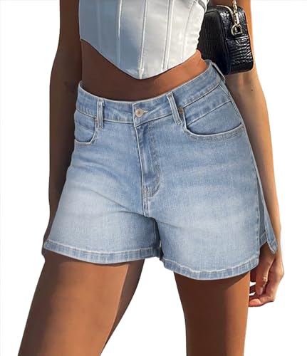 Image of CHICZONE Womens Mid-High Waisted Stretchy Denim Jean Shorts