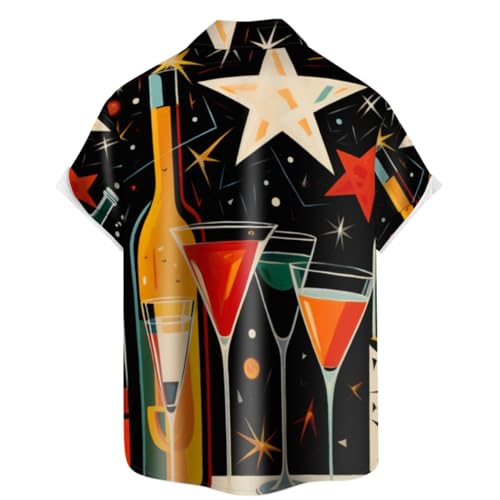 Men's 50s Retro Bowling Shirts Gradient Wave Point Printed Big and Tall Short Sleeve Button Down Shirt Vintage Bowling Shirt4