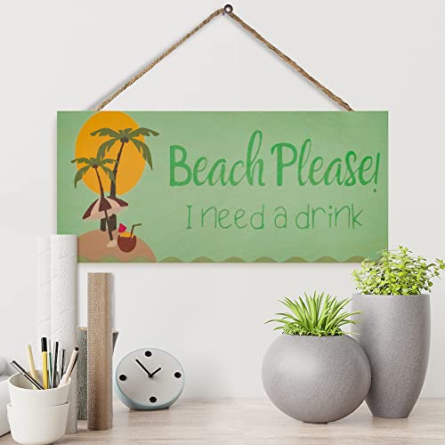 JennyGems Beach Please I Need a Drink Wooden Sign, Funny Coastal Decor, Tiki Bar Sign, Beach Bar Decorations, Made in USA - Image 3