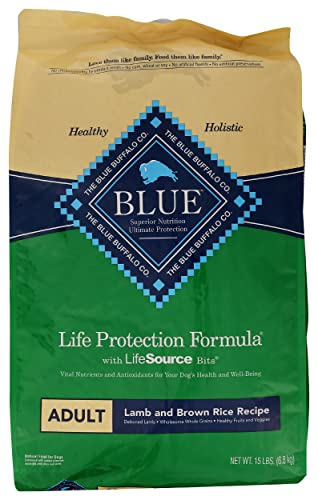 Image of Blue Buffalo Life Protection Adult Dry Dog Food, Lamb & Brown Rice Recipe, Natural, Meat First Ingredient, 15 Pound (Pack of 1)