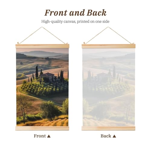 Poster paysage Toscane suspendu en bois 91x61 cm