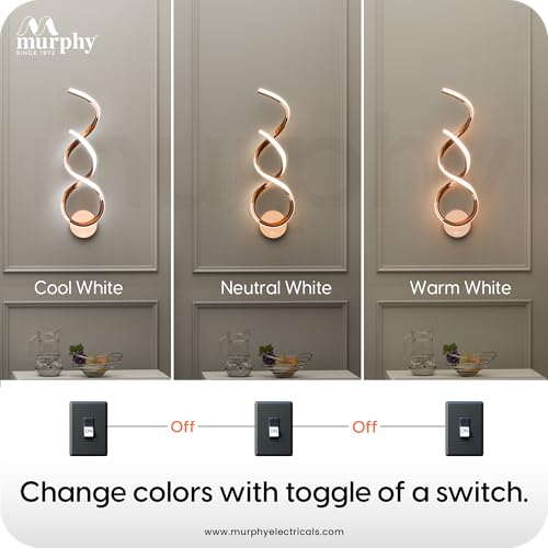 Image of Murphy Twistra Elegant LED Wall Lamp for Home - 2 Years Warranty - Modern Aluminium Light with 3 Color Modes (Rose Gold, Pack of 2)