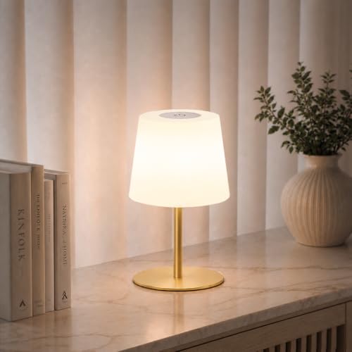 EZVALO Lampe de Chevet Sans Fil Tactile, Lampe de Table LED Rechargeable USB-C avec Batterie...