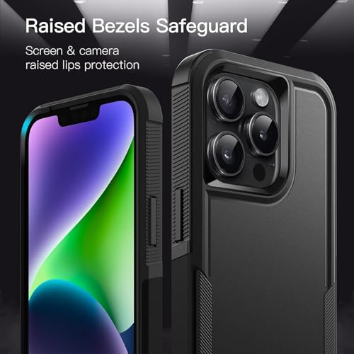 Image of KARWAN Shockproof Back Case Cover Compatible with iPhone 14 Pro Max, Heavy Duty Case with 360 Degree Camera Protection, Dual Layer Rugged Bumper Protection Cover with Matte Finish (Black)