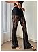 Verdusa Women's Lace Pants Floral Sheer Mesh Flare Leggings Elastic Long Trousers Going Out Bottoms Black X-Large