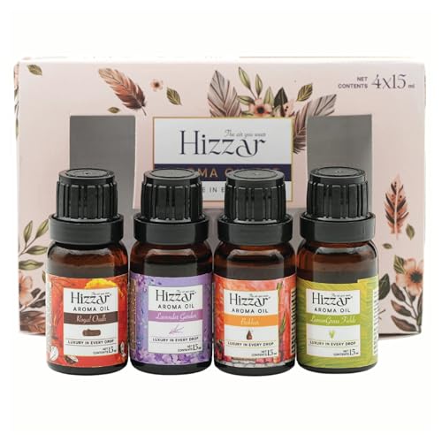 Image of Aroma Oil 60ml | Pack of 4 | Lemongrass Fields, Royal Oudh, Lavender Garden & Bakhur | Best for Aromatherapy | Used in Diffusers, Candles, Air Fresheners, Soaps etc. | 15ml X 4