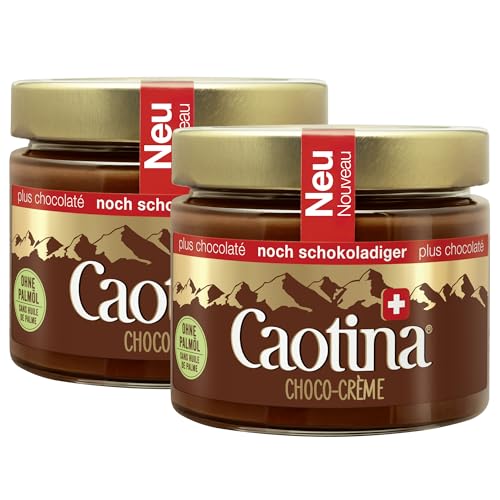 Caotina Schokoladen Creme DUO Brotaufstrich süß SchokoCreme ohne Palmöl Schokoladen-Aufstrich mit Nuss & echter Schweizer Schokolade (2 x 300 g)