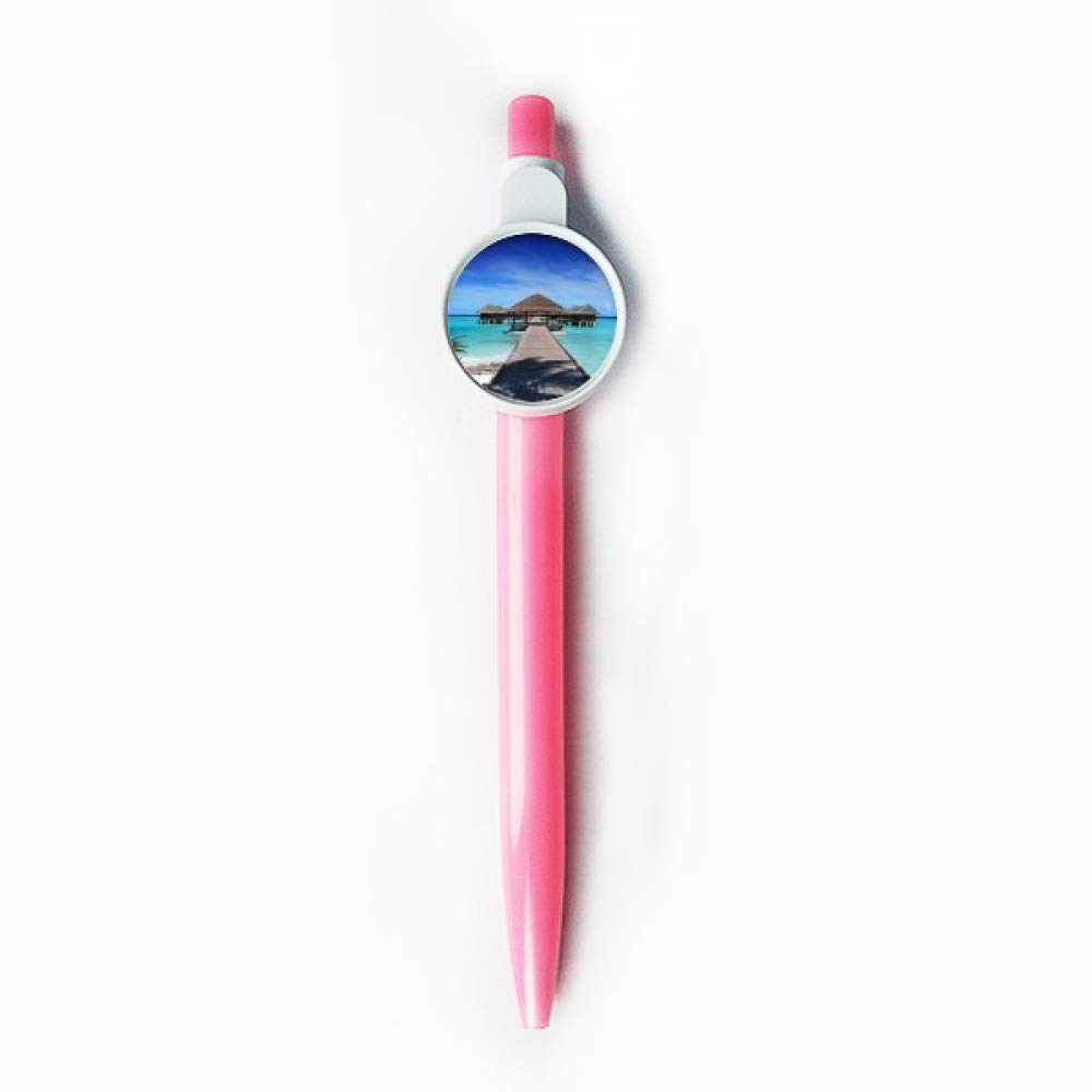 Stylo rétractable bleu DIYthinker Ocean House sans tache pour écriture fluide - 5