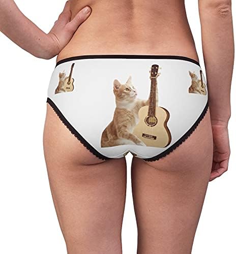 Cat playing the ukelele Panties, Cat playing the ukelele Underwear, Briefs, Cotton Briefs, Funny Underwear, Panties For Women