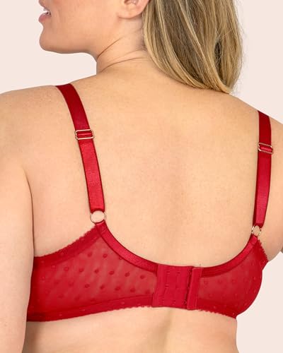 Image of Smart & Sexy Women's Full Coverage Unlined Underwire Bra, Lace & Mesh See Through Bra, Plus Size Lingerie Inspired Retro Bra