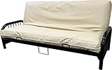 D&D Futon Furniture Leather Look Vinyl Futon Covers, Mattress Protector Slipcovers (Ivory, Queen Size 6x60x80 in)