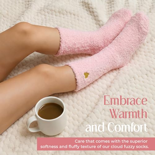 Image of American Trends Coral Fleece Cloud Fuzzy Socks Ultra-Soft Warm Sleep Socks Cozy Unisex Self-Care Gifts Boo Basket Stuffers