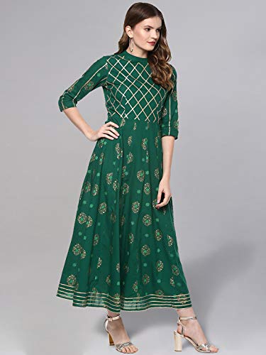 idaLia Gold Print Anarkali Kurta - Image 6