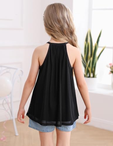 Ivicoer Girls Flowy Tops Cute Summer Sleeveless Shirts Kids Fashion Halter Tops Size 3-10 Years3