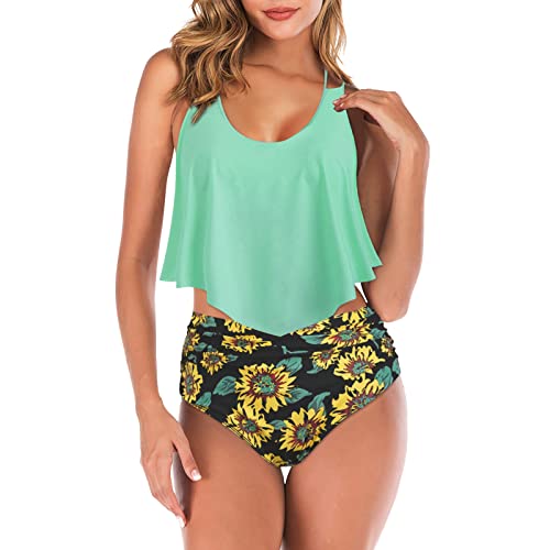 Maillot imprimé tournesol vert pour rayonner de joie et célébrer la liberté de l'été