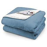 Biddeford 4480-9064114-500 Electric Heated Micro Mink/Sherpa Throw, 50-Inch by 62-Inch, Denim