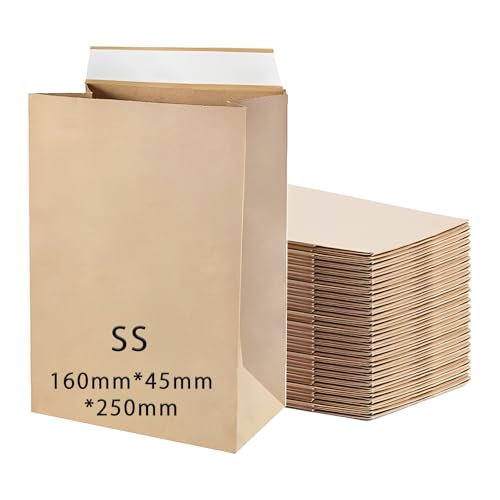 マチ付き宅配袋 超小SS 長さ160mm*幅45mm*高さ250mm マチ45mm 150枚 120gクラフト宅配紙 テープ付き シール付き 無地茶色 宅急便 紙袋 角底袋 丈夫で耐久性があり 再利用可能 DIY可能 包装ラッピング袋 パーティー/クリスマ