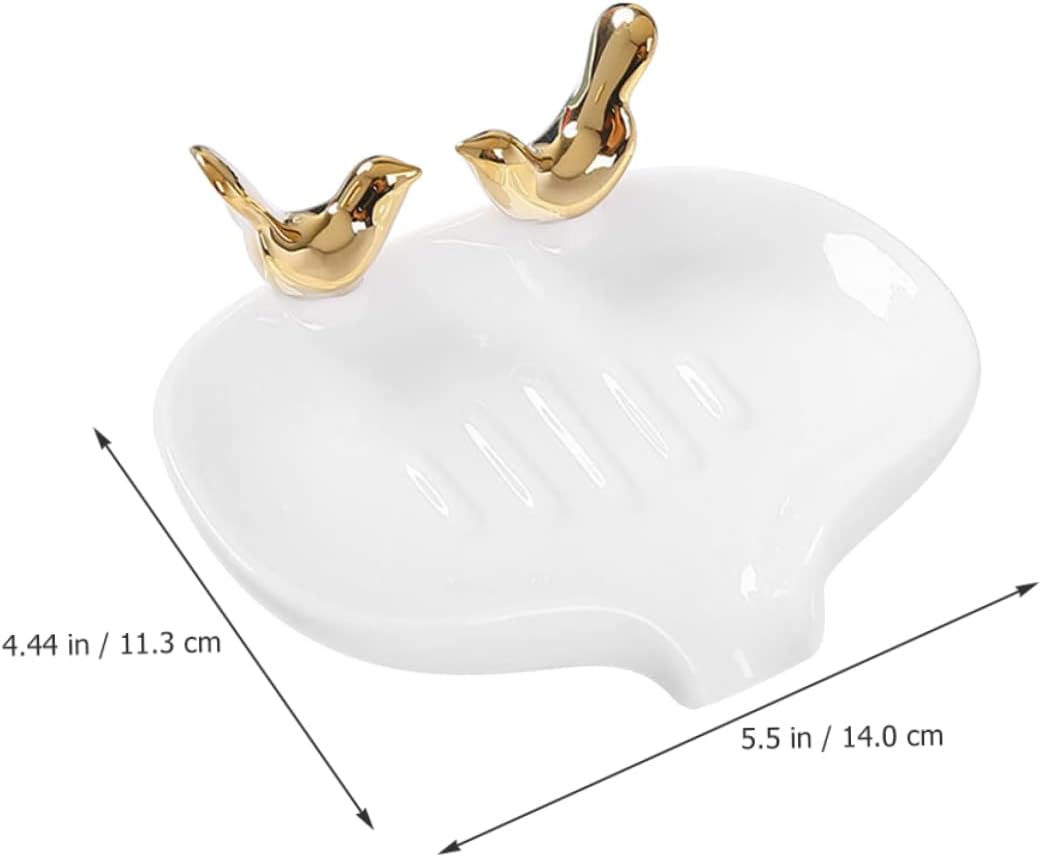 ABOOFAN Ceramic Soap Dish Soap Tray Bathroom Soap Dish Bar Soap Holder Ceramic Soap Container Soap Dish for Shower Draining Soap Dish Soap Dish Holder Wash Table Soap Holder Cute Soap Dish, White
