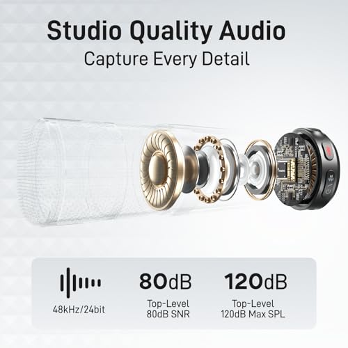 Image of MAONO Wave T5 Mini Magnetic Wireless Lavalier Microphone for Content Creators Video Recording - AI Noise Cancellation, 48kHz /24bit, 4 Voice Filters, 40H, 1000ft Range for iPhone /Android /Camera /PC