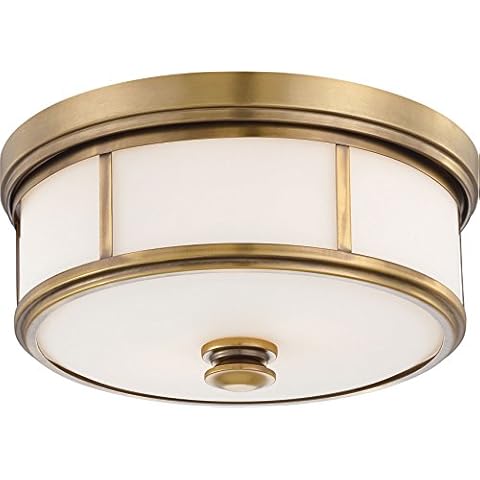Minka Lavery 4365-249 Harbour Point Glass Flush Mount Ceiling Light, 2-Light, 120 Watts, Brass (7" H x 13" Dia) Cover