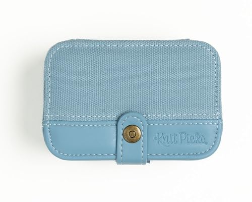Image of Knit Picks x dellaQ Blue Short Interchangeable Knitting Needles with Dusty Blue Buddy Case (Dusty Blue and Short Blue Needles)