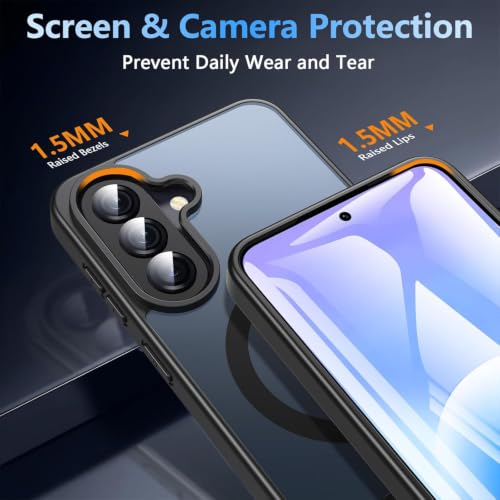 Image of Elzzi MagSafe Compatible Case for Samsung A57 Translucent Matte Bottom Kickstand Shockproof Slim Anti-Fingerprint Magnetic Hybrid Protective Cover
