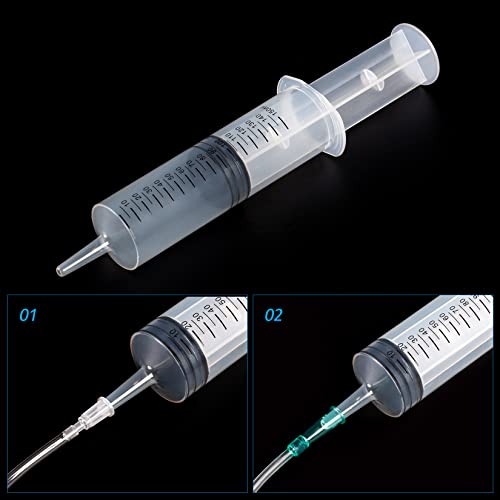 Image of 150ml /cc Syringes with Tube 40 Inch Handy Plastic Tubing and Adapter Tip | for Liquid, Refilling Measuring, Dispensing Watering, Plant Irrigation, Feeding Pets, Oil or Glue Applicator