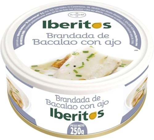 Brandada de Bacalao con Ajo Iberitos 250g – Crema Gourmet Lista para Consumir Untable Suave y Cremosa | Ideal para Aperitivos, Tostas y Recetas (PACK 1)