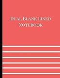 Dual Blank Lined Notebook: Half Lined Half Blank Journal, Half Lined Half Blank Notebook, Half Ruled Half Blank Notebook, Sketchbook with Lined Pages. Red Theme