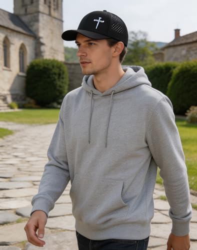 Image of Jesus 3 Nail Cross Hat Christian Religious Gifts for Christma with Embroidered - Adjustable Snapback Baseball Cap