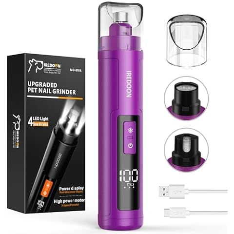 IREDOON Pet Dog Nail Grinder with LED Cover