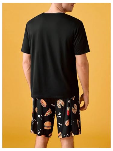 Image of Verdusa Men's Pajamas Set 2 Piece Pjs Sets Short Sleeve Letter Print Tee and Short Lounge Set