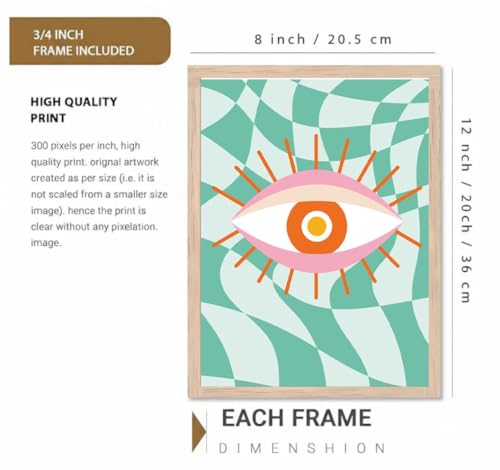 Image of BLINKART Mystic Eye Aesthetic Modern Art Walls With Frame | Natural Wood Texture | Living Room Bedroom Office Wall Decoration | Poster Home Decor Frames Wall Bedroom | 12x8 Inches (D69)