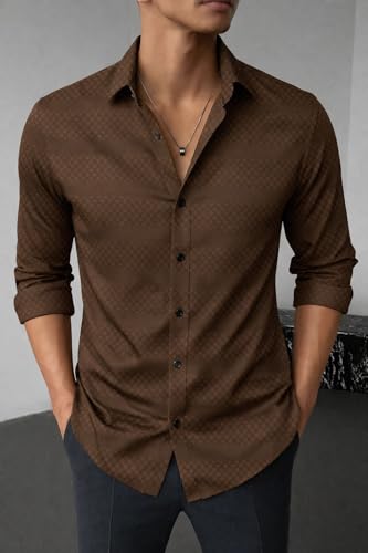 Image of Men's Casual Button Down Shirts Long Sleeve Linen Shirt Fashion Textured Beach Summer Shirts| Men Stylish Shirt | Men Fancy
