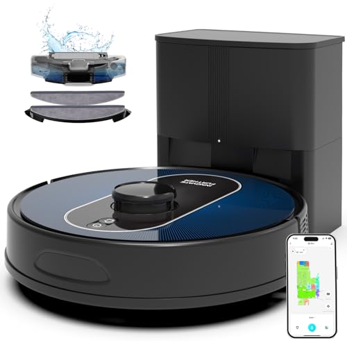 Robot Vacuum and Mop with Mapping: 6000Pa Self Emptying Robotic Vacuum with LIDAR Navigation,3-in-1 Robot Vacuum for 90 Days Hands-Free Cleaning, Alexa/APP Control Ideal for Pet Hair Hard Floor Carpet by AZQQ - Used condition - US$513.60