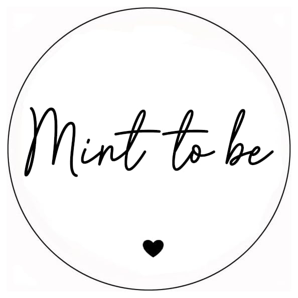 45mm Round White ' Mint to Be ' Stickers – Bride Groom Wedding Party Favour Labels Celebration, Mints Stickers for Guests, Set of 50