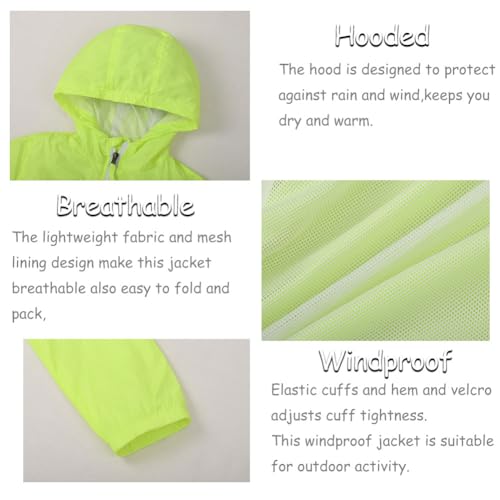 SNOW DREAMS Boys Waterproof Rain Jacket Windbreaker Lightweight Coat Kids Raincoat Outerwear Light Yellow Size 143