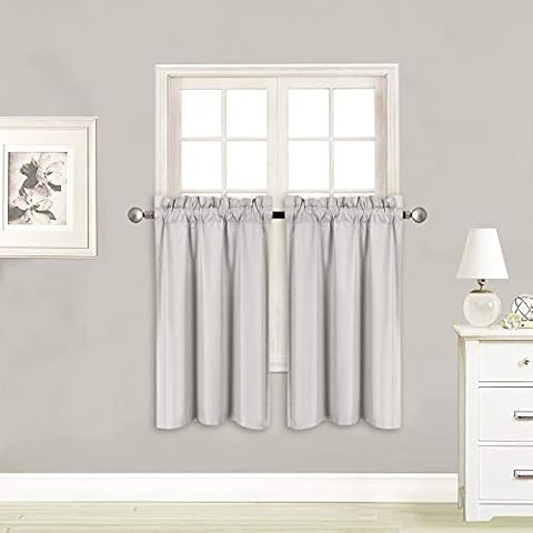 Elegant Home 2 Panels Tiers Small Window Treatment Curtain Insulated Blackout Drape Short Panel 28" W X 36" L Each Cover