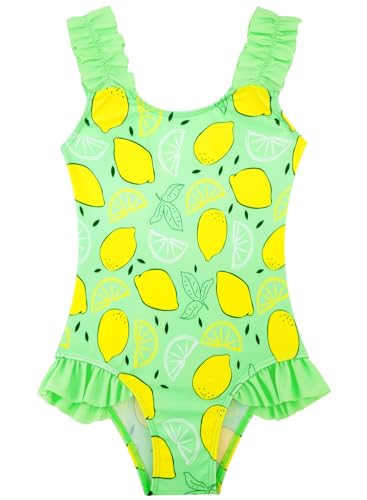 Image of XiaoMoSha Girls One Piece Swimsuit Ruffled Straps Bathing Suits Summer Swim Suit Quick Dry Beach Swimwear for Kids 3-10 Years