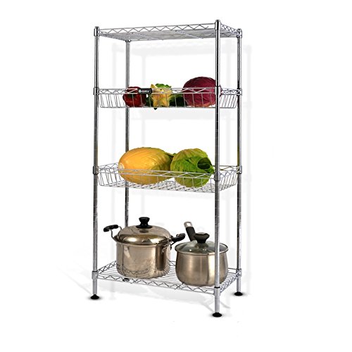 Callas Height Adjustable 4Tier Storage Basket Shelving with Wheels