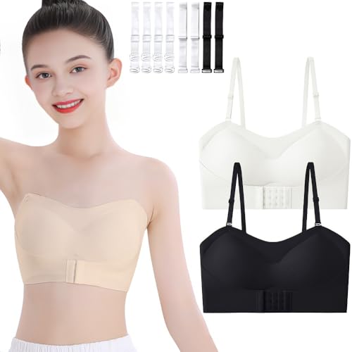 La mejor selección de Ropa interior deportiva para Niña los 5 mejores. 47 ABTRAV - brasier bandeau sin tirantes para niñas adolescentes, paquete de 2 sin costuras, ropa interior para bailar y ballet para 10-18 años, Blanco + Negro, 12-14 años