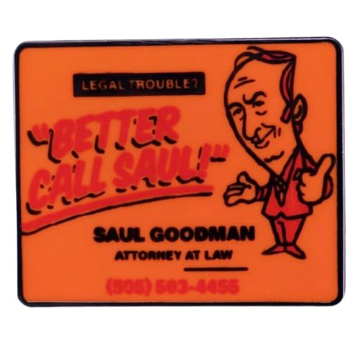 Pinstant Legal Troubles? Better Call Saul Goodman Attorney at Law Billboard Ad Advertising Breaking Bad TV Show Title Logo 1.1" Enamel Pin Badge