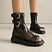 Bapolee Black Leather Gladiator High Top Sandals for Women Open Toe Flat Platform Mesh Ankle Boot With Buckle Back Zipper Casual Travel Fashion Shoes
