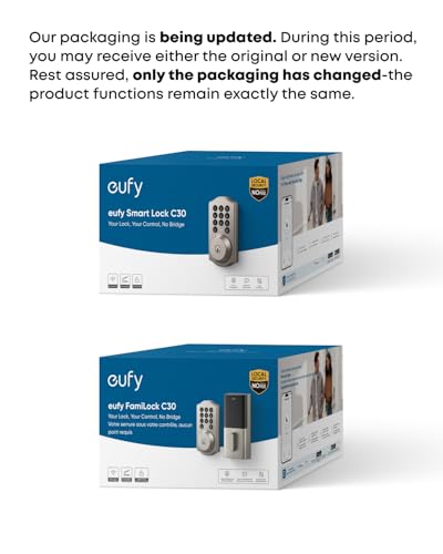 Image of eufy Security Smart Lock C30, Keyless Entry Door Lock, Built-in WiFi Keypad Deadbolt for Front Door, No Bridge Required, Easy Installation, App Remote Control, Reliable Power, Traditional, Nickel
