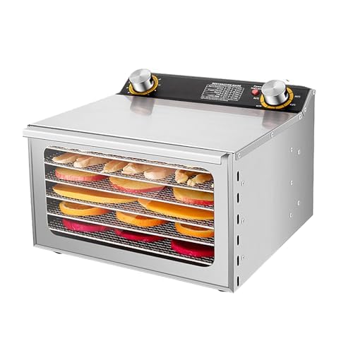 Liofilizador de 400 W con 6 capas, deshidratador de alimentos con temperatura ajustable de 35 a 90 °C, temporizador de 0 a 12 horas y flujo de aire de 360°, para frutas, verduras, carne y mariscos.