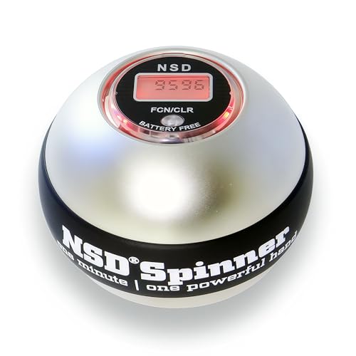 NSD Metallic Titan Pro Spinner Gyro Ball XL Grip Strengthener for Forearm Wrist & Hand Thumb Wind Start Up to 15 000 RPM Mobile Wrist Trainer & Workout Equipment Desk Workers & Athletes