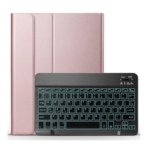 Clavier Arabe pour Samsung Galaxy Tab S7 11" - Étui en Cuir avec Clavier Rétroéclairé Rose Gold