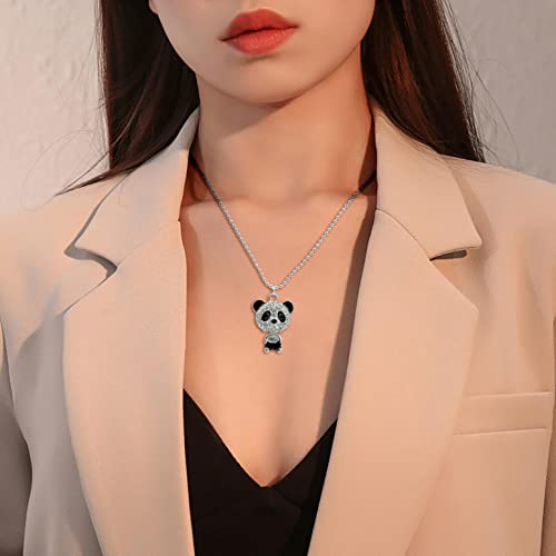 Yydgh Panda Bear Necklace Pendant, Ladies Fashion Creative Black White Color Bear Cute Shiny Zircon Personality Necklace, Suitable For Daily Life, Banque Party, Festival & Birthday Gift #TOP28