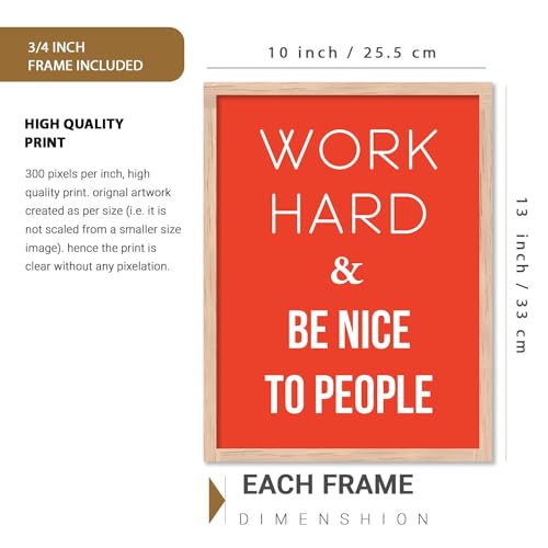 Image of kotart Motivational Quote | Poster with glass frames, wall frames for wall hanging, Home decor wall paintings for living room, bed room - Set of 6 Multicolo (10x13 inch, I)